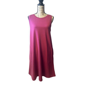 Wool& Size Medium Long Sierra Merino Wool Tank Dress in Berry Pink NWOT